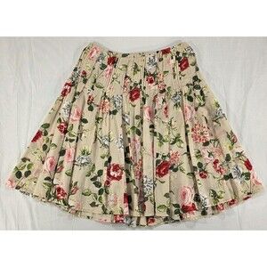 Cabi Womens Floral Skirt Cotton Pleated Flare Cottagecore Fairy Bloomcore Size 8
